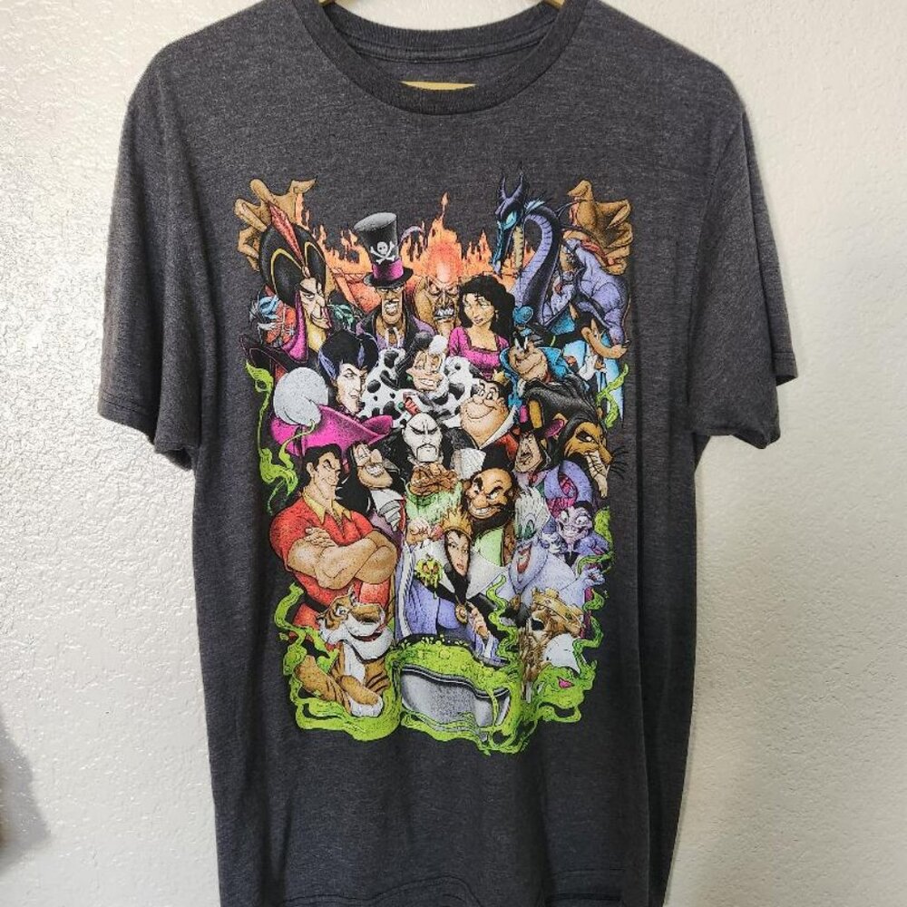 Disney Villains Characters T-Shirt Unisex Size Large In Gray